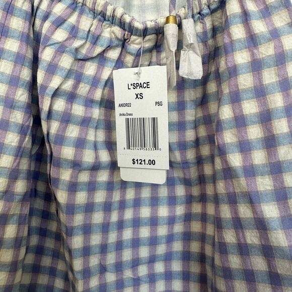 NWT L*Space Anika Dress in Purple Park Slope Gingham, Size Small - Picture 8 of 9